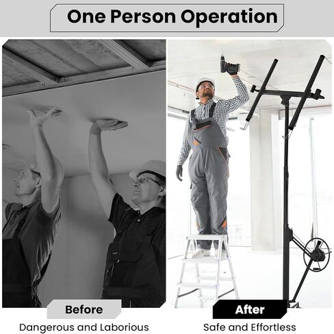 رفع دريوال رفع 11FT شيتروك رفع جاك رفع للسقف 360 درجة قابل للتعديل دريوال لوحة رافعة، 150 رطل الثقيلة رافع دريوال، رفع شيتروك قابلة للطي، رفع دريوال لتحسين المنزل in Kuwait
