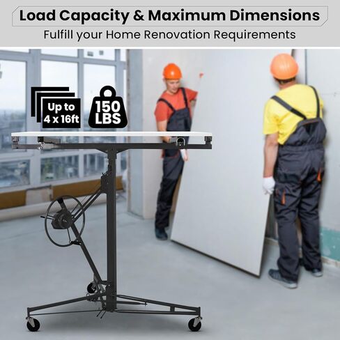رفع دريوال رفع 11FT شيتروك رفع جاك رفع للسقف 360 درجة قابل للتعديل دريوال لوحة رافعة، 150 رطل الثقيلة رافع دريوال، رفع شيتروك قابلة للطي، رفع دريوال لتحسين المنزل in Kuwait