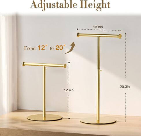 niffgaff T Bar Purse Display Stand Tabletop: Adjustable Height Handbag Holder, Countertop Hanging Rack for Long Necklace Scarf Lanyard, Black in Kuwait