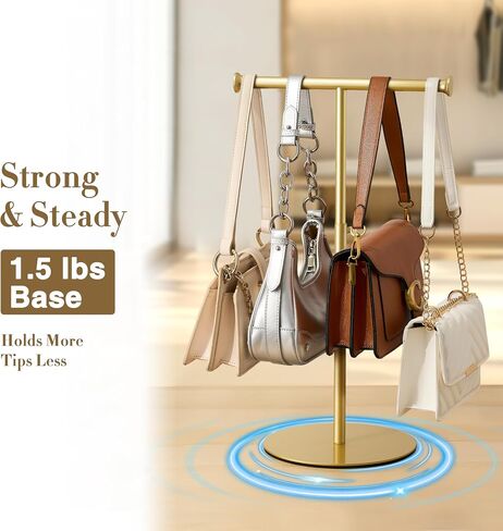 niffgaff T Bar Purse Display Stand Tabletop: Adjustable Height Handbag Holder, Countertop Hanging Rack for Long Necklace Scarf Lanyard, Black in Kuwait