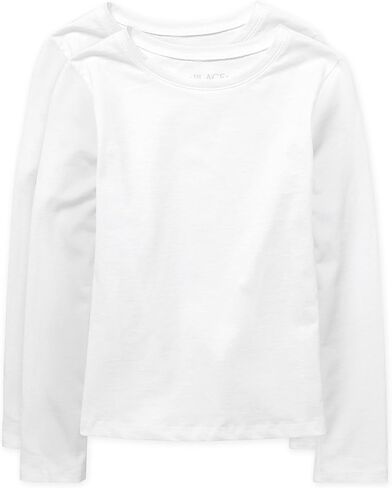 The Children's Place Girls' Long Sleeve Basic Layering T-Shirt, Ruby 2-Pack in Saudi Arabia