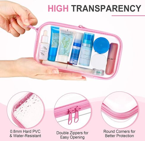 Hoolerry 3 Pcs Clear Hard Zipper Case Plastic Pouch Transparent Hard Case Clear Makeup Bag Portable Travel Organizer Bin for Cosmetics, Building Blocks, Puzzles(Multicolor,S) in Saudi Arabia
