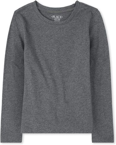 The Children's Place Girls' Long Sleeve Basic Layering T-Shirt, Ruby 2-Pack in Saudi Arabia