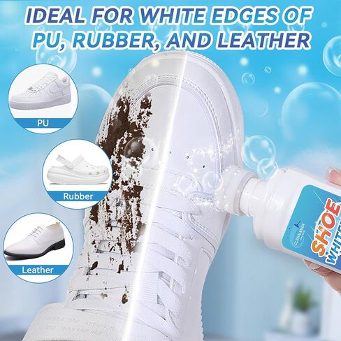 White Shoe Cleaner, 6.76 Oz Shoe Cleaning Kit Removes Dirt and Stains, Sneaker Cleaner with Brush and Towel, Shoe Cleaner Kit Works on White Shoes, Leather, Knit, Boots, Canvas, Suede, PU, and Fabric. in Saudi Arabia