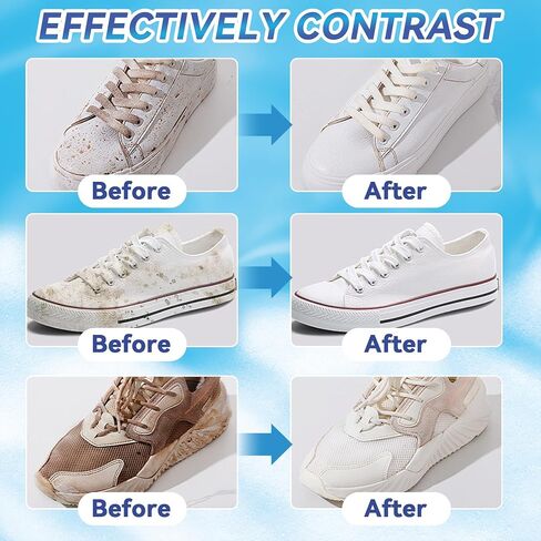 White Shoe Cleaner, 6.76 Oz Shoe Cleaning Kit Removes Dirt and Stains, Sneaker Cleaner with Brush and Towel, Shoe Cleaner Kit Works on White Shoes, Leather, Knit, Boots, Canvas, Suede, PU, and Fabric. in Saudi Arabia