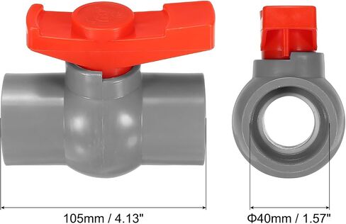 PATIKIL 50mm 2" ID PVC Ball Valve, 2 Pack Socket Type Shut-off Valve with Easy to Rotate Handle for Water Flow Control, White/Red in Saudi Arabia