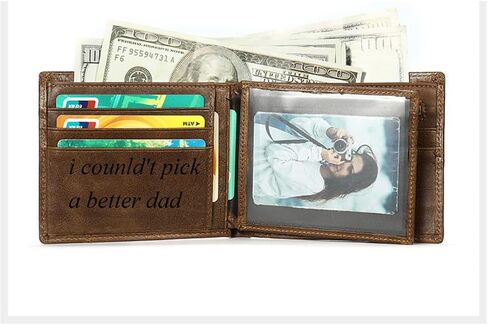 Personalized Leather Wallet for Men,Custom Engraved Name and Initial, Durable Zipper, Large Capacity, RFID Blocking Boys Wallet l Gifts for Dad, Son, Boyfriend (black) in Saudi Arabia