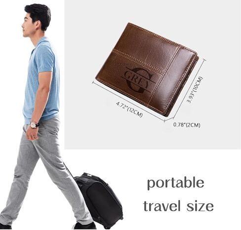 Personalized Leather Wallet for Men,Custom Engraved Name and Initial, Durable Zipper, Large Capacity, RFID Blocking Boys Wallet l Gifts for Dad, Son, Boyfriend (black) in Saudi Arabia