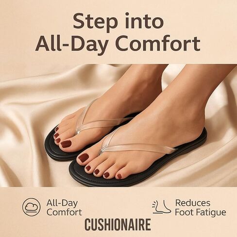 CUSHIONAIRE Surf Flip Flop Sandals for Women with Flexible Sole and Soft Jelly Strap, Lightweight Casual Slides in Saudi Arabia