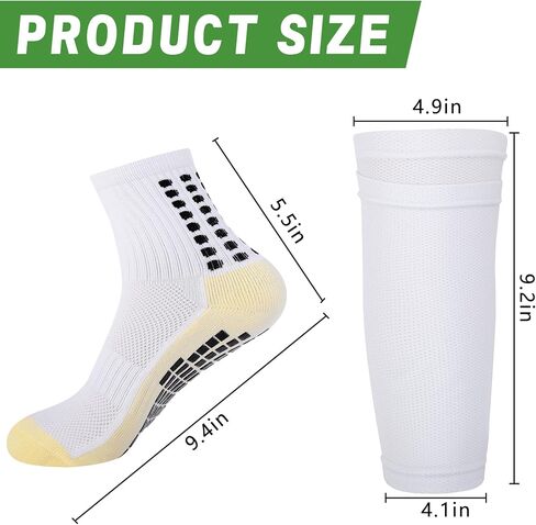 4 Set Grip Soccer Socks with Shin Guard Sleeve,Anti-Slip Soccer Sock Sleeve,Athletic Socks Set for Teens Adult Sport in Saudi Arabia