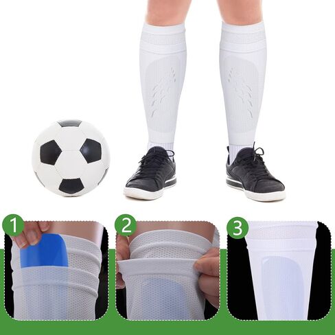 4 Set Grip Soccer Socks with Shin Guard Sleeve,Anti-Slip Soccer Sock Sleeve,Athletic Socks Set for Teens Adult Sport in Saudi Arabia