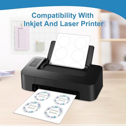 1" Round Sticker Labels for Laser/Ink Jet Printers, White Printable Labels Sheets, Circle Sticker Labels, 100 Sheet （HB-C063） in Kuwait