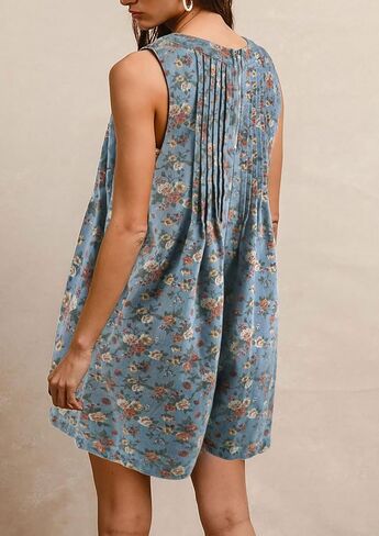 loveimgs Women Sleeveless Floral Print Denim Romper Shorts Ruffle Jean Overall Dress Front Tie Flowy Jumpsuit Summer 2025 in Saudi Arabia