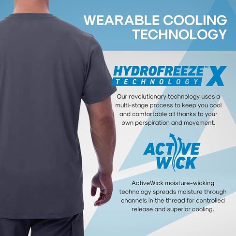 Arctic Cool Men’s Crew Neck Instant Cooling Pocket Workwear Moisture Wicking Performance UPF 50+ Short Sleeve Shirt in Kuwait
