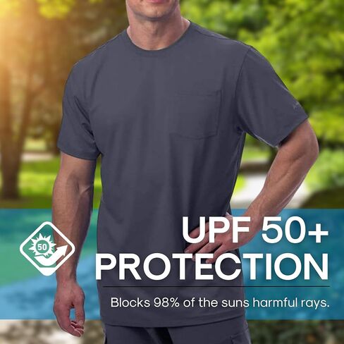 Arctic Cool Men’s Crew Neck Instant Cooling Pocket Workwear Moisture Wicking Performance UPF 50+ Short Sleeve Shirt in Kuwait