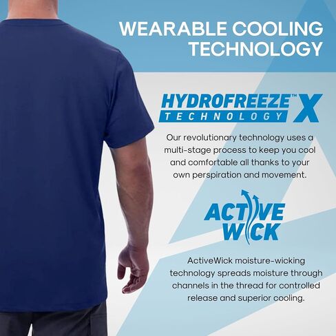 Arctic Cool Men’s Crew Neck Instant Cooling Pocket Workwear Moisture Wicking Performance UPF 50+ Short Sleeve Shirt in Kuwait