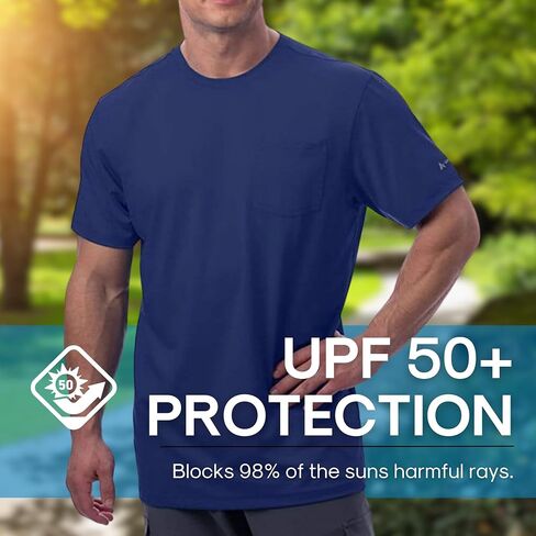 Arctic Cool Men’s Crew Neck Instant Cooling Pocket Workwear Moisture Wicking Performance UPF 50+ Short Sleeve Shirt in Kuwait