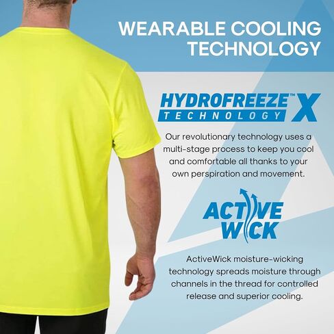 Arctic Cool Men’s Crew Neck Instant Cooling Pocket Workwear Moisture Wicking Performance UPF 50+ Short Sleeve Shirt in Kuwait