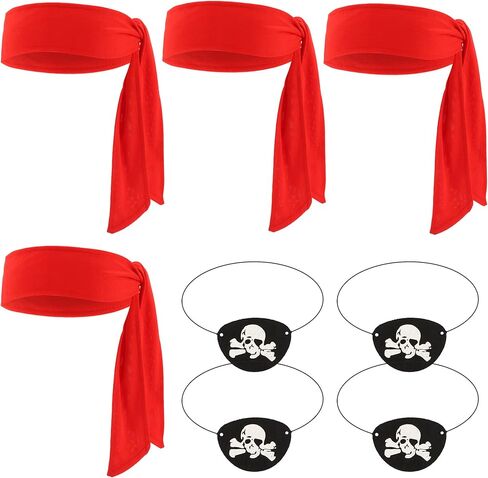 8pcs الملحقات القراصنة النساء قرصنة التعادل العصابات وبقع العين هالوين أزياء باندانا رجال Cosplay Cosplay Complay Party Form in Saudi Arabia