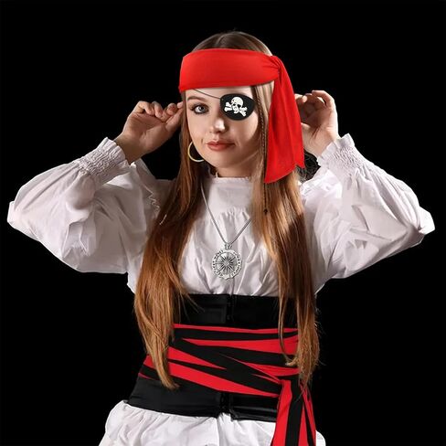 8pcs الملحقات القراصنة النساء قرصنة التعادل العصابات وبقع العين هالوين أزياء باندانا رجال Cosplay Cosplay Complay Party Form in Saudi Arabia
