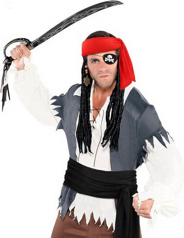 8pcs الملحقات القراصنة النساء قرصنة التعادل العصابات وبقع العين هالوين أزياء باندانا رجال Cosplay Cosplay Complay Party Form in Saudi Arabia