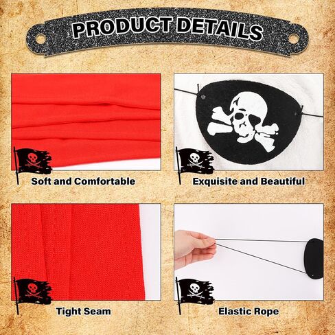 8pcs الملحقات القراصنة النساء قرصنة التعادل العصابات وبقع العين هالوين أزياء باندانا رجال Cosplay Cosplay Complay Party Form in Saudi Arabia