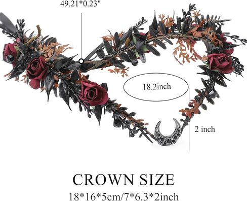 MOSTORY Gothic Black Flower Crown - Goth Floral Headpiece for Dark Fairy Accessories Women Halloween Cosplay Renaissance in Saudi Arabia