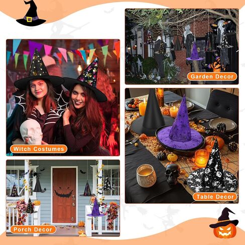 Jeyiour 36 PCS Halloween Witch Hat 6 Designs Halloween Conture for Come Come Party Hats Assoply Cosplay Wizard Hat Witch Party Decorations in Saudi Arabia
