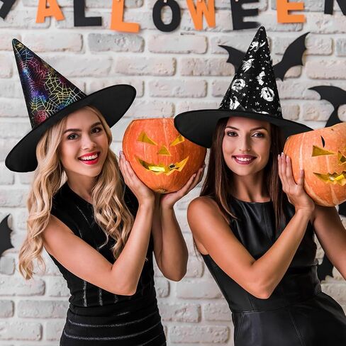 Jeyiour 36 PCS Halloween Witch Hat 6 Designs Halloween Conture for Come Come Party Hats Assoply Cosplay Wizard Hat Witch Party Decorations in Saudi Arabia
