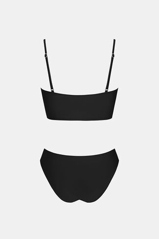 CUPSHE Women's Bikini Sets Two Piece Swimsuit Bandeau Top Square Neck Mid Rise Ruched Bathing Suit Spaghetti Straps in Saudi Arabia