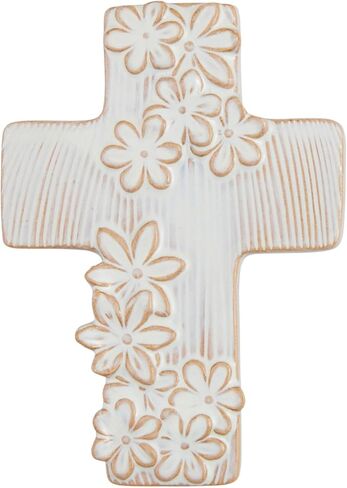Mud Pie Lg Ceramic Flower Cross; 7" X 4 3/4" in Saudi Arabia