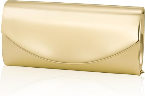 Larcenciel Metallic Patent Leather Clutch Purses for Women, Fashion Curved Flap Envelope Evening Handbags w/Chain Party Bags in Kuwait