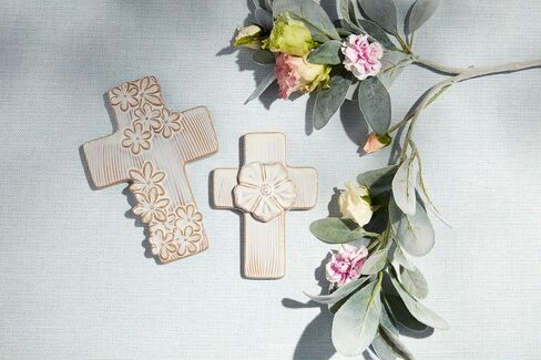 Mud Pie Lg Ceramic Flower Cross; 7" X 4 3/4" in Saudi Arabia