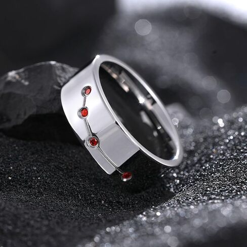 سيل King Will Constellation Design Wedding Band for Men Women-8/10mm width with blue/red/green cubic Zirconia extived exhip infereal wedding hypoallergenic and comfort fit size 7-14 in Kuwait