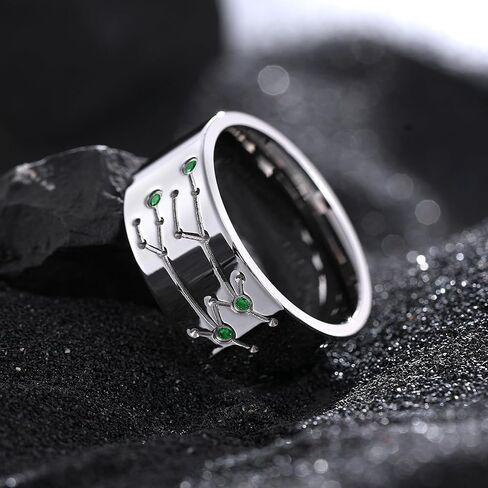 سيل King Will Constellation Design Wedding Band for Men Women-8/10mm width with blue/red/green cubic Zirconia extived exhip infereal wedding hypoallergenic and comfort fit size 7-14 in Kuwait