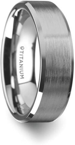 Mens Titanium Center Center Center Flated Wedding Ring - Fited Bleveled Comfor in Saudi Arabia