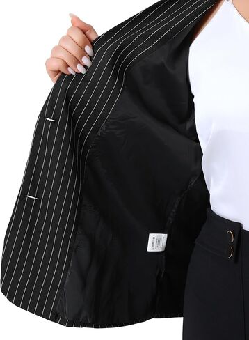Agnes Orinda Plus Size Sleeveless Blazer Vest for Women Lapel V Neck Stripes Button Up Work Office Suit Vests in Saudi Arabia
