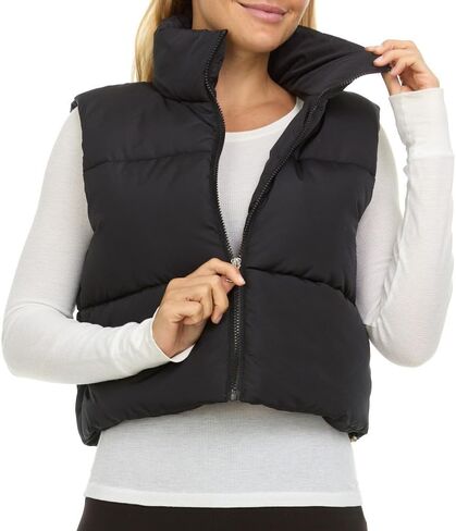 Steve Madden Cropped Puffer Vest for Women - Sleeveless Women’s Outerwear Vests in Kuwait