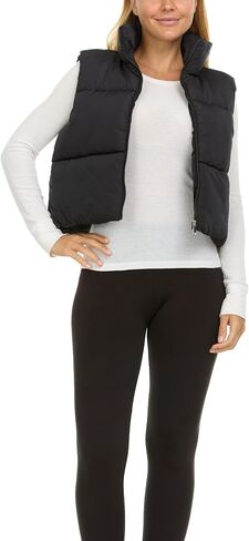 Steve Madden Cropped Puffer Vest for Women - Sleeveless Women’s Outerwear Vests in Kuwait