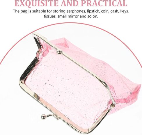 Kesyoo 3pcs Glitter Coin Presprent شفافة مع المشبك للنساء أكياس لطيفة للعملات المعدنية المفاتيح النقدية وبطاقات السفر والأنشطة الخارجية in Saudi Arabia