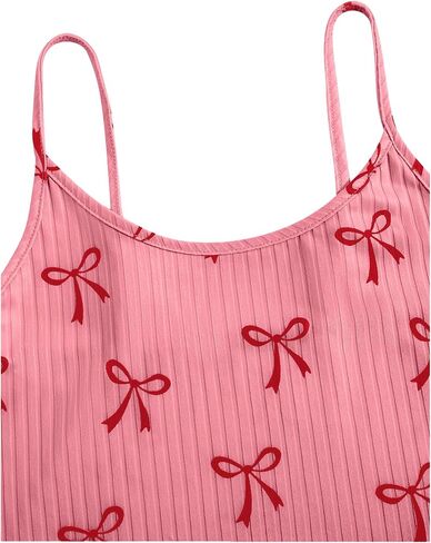 Verdusa Women's 2 Piece Pajama Sets Bow Knot Printed Crop Cami Top and Shorts in Saudi Arabia