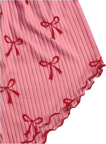 Verdusa Women's 2 Piece Pajama Sets Bow Knot Printed Crop Cami Top and Shorts in Saudi Arabia