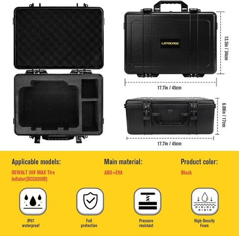 LOTOCASE Air Compressor Case for DEWALT 20V MAX Tire Inflator DCC020IB | Waterproof Hard Shell Storage Bag Compatible with DEWALT Tire Inflator, Battery Pack 20V 2.0 to 9.0 Ah & Chargers (Case Only) in Saudi Arabia