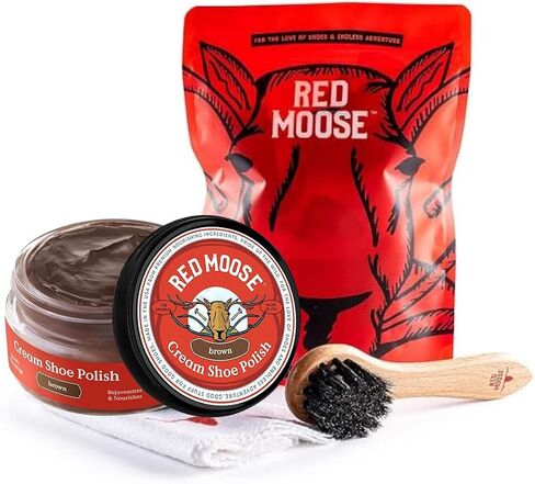 RED MOOSE 3pc Easy Black Shoe/Boot Cleaning Kit – Polish, Brush, Cloth in Kuwait