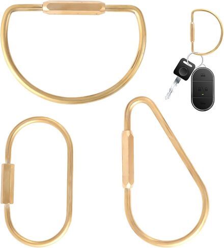 3pcs brass bract lock keychain ، heavice car key key key منظم الذهب carabiner clickain clip simple style brass key aring in Saudi Arabia