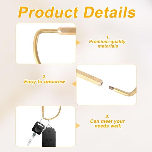 3pcs brass bract lock keychain ، heavice car key key key منظم الذهب carabiner clickain clip simple style brass key aring in Saudi Arabia