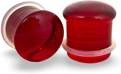 Mystic Metals Body Jewelry Pair of Red Glass Single Flare Plugs in Saudi Arabia