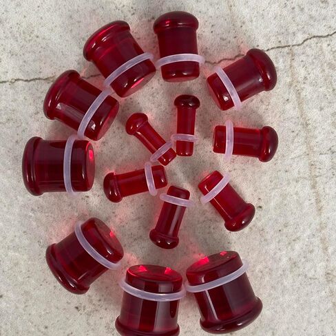 Mystic Metals Body Jewelry Pair of Red Glass Single Flare Plugs in Saudi Arabia