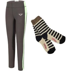 TuffRider Children's Ventilated Schooling Riding Tights with Free Assorted Striped Socks in Saudi Arabia