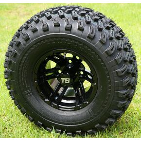 10" BULLDOG Black Wheels and 22x11-10 All Terrain Golf Cart Tires - Set of 4 in Kuwait
